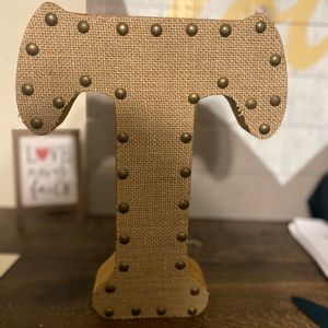 Burlap Free-Standing Letter T